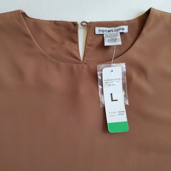 NWT Notations Caramel Brown Sleeveless Blouse Size Large - Picture 7 of 7